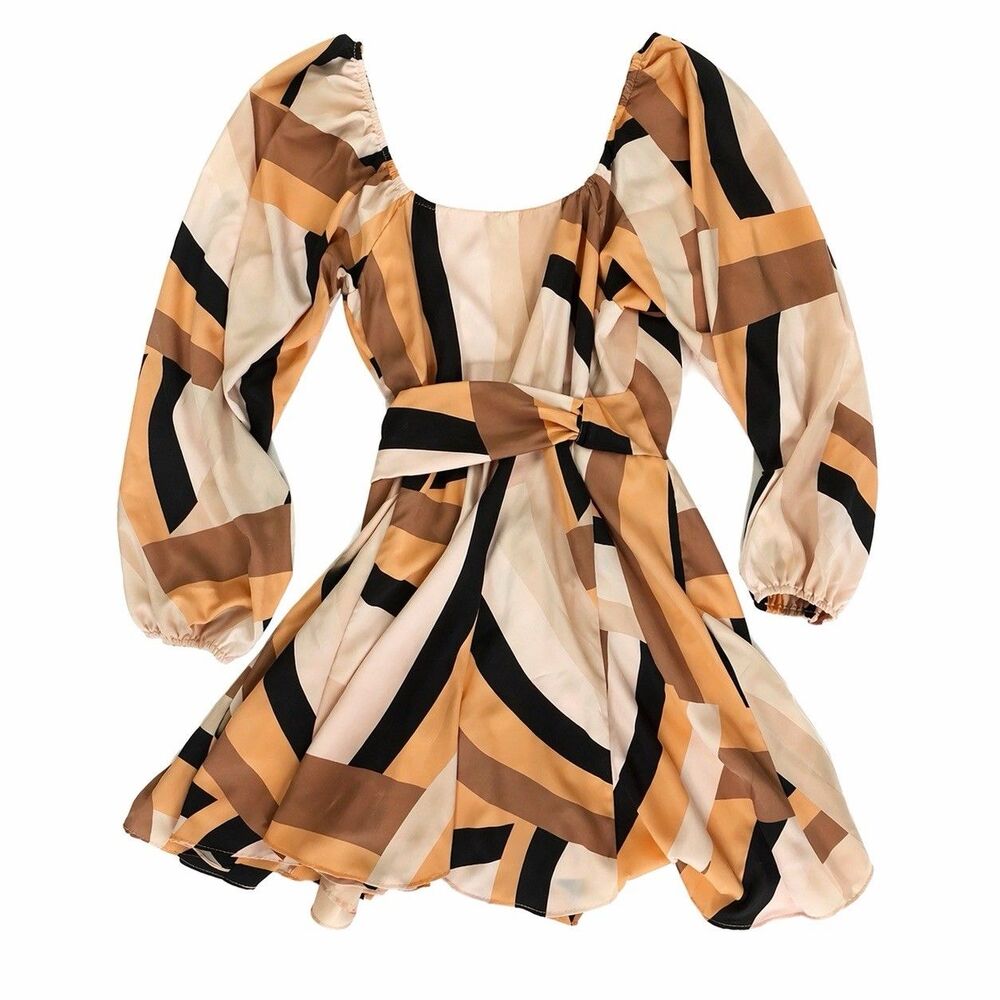 Hutch Anthropologie Wrap Dress Babydoll Mini Geometric Stripe Boho Summer - Picture 3 of 10